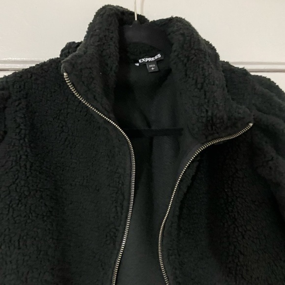 Express Black Cozy Full Zip Sherpa Sweatshirt Small - Picture 4 of 11